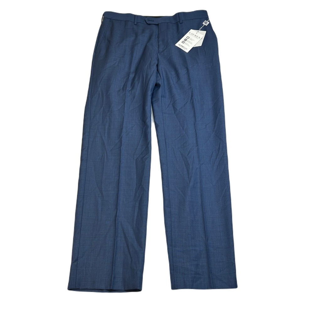 Lauren‎ Ralph Lauren Slim Fit Dress Pants Mens 33x30 Light Blue Stretch Wool NEW